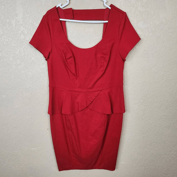 Torrid Red Retro Peplum Wiggle Dress Size 12 NWT (4070) - Picture 1 of 7